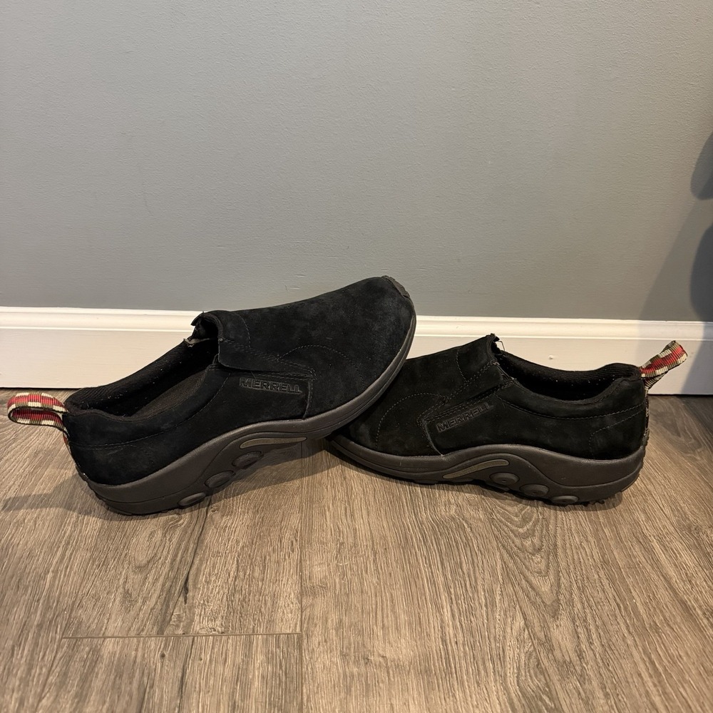 Merrell Jungle Moc Shoes Mens Size 12 Black Suede Leather Slip On Casual Outdoor